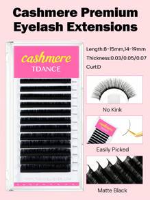 TDANCE TDANCE 1 Caixa 12 Fileiras Extensões de Cílios Mega Volume Premium de Caxemira Extensões Individuais de Cílios Clássicas Cílios Mate Preto Natural Suave Profissional (0,03/0,05/0,07 D 8-15mm 14-19mm)