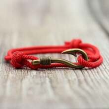 Vintage Fish Hook Man Bracelets Accessories Male Double Layer Lucky Bracelet Braided Bracelet Adjustable Gift For Him ﻿ ﻿