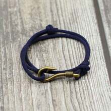 Vintage Fish Hook Man Bracelets Accessories Male Double Layer Lucky Bracelet Braided Bracelet Adjustable Gift For Him ﻿ ﻿