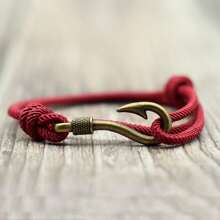 Vintage Fish Hook Man Bracelets Accessories Male Double Layer Lucky Bracelet Braided Bracelet Adjustable Gift For Him ﻿ ﻿
