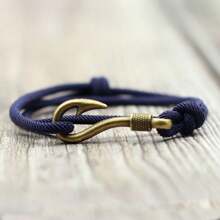 Vintage Fish Hook Man Bracelets Accessories Male Double Layer Lucky Bracelet Braided Bracelet Adjustable Gift For Him ﻿ ﻿