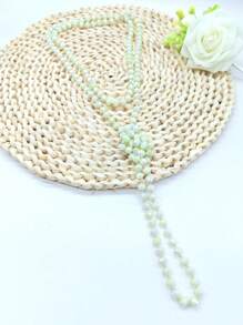 1pc 1.5m Long Crystal Beads Knotted Multi-Layer Simple Daily Wear Necklace For Women