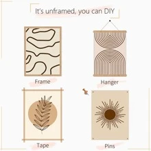 Conjunto de 6 impresiones de arte en lienzo sin marco en tono beige de luna, carteles de arte de línea abstracta minimalista decorativa para pared con estilo bohemio y moderno del siglo medio, regalo ideal para dormitorio y sala de estar, decoración impermeable para pared de lienzo para el hogar y el dormitorio