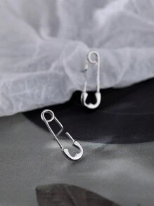 1對新款極簡紙夾形耳環，獨特設計針式耳環適用於女性，時尚耳釘 - 迴紋針 - 查看 6