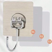 10入組大號掛鉤，自粘式PVC不銹鋼透明多用途牆掛架門掛架廚房收納組織器材家居使用 - 彩色 - 查看 9