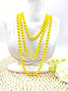 1pc 1.5m Long Crystal Beads Knotted Multi-Layer Simple Daily Wear Necklace For Women