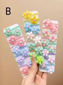 30pcs Floral Hair Scrunchies Set, Gifts For Girls, Daily Use (No Backing Card) - Multicolor - View 4