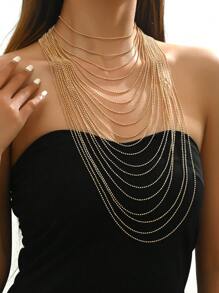 One Fashionable Glittering Simple Tassel Bead Chain Long Necklace Bride Decoration Gift