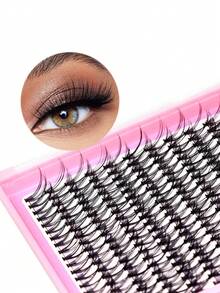 Sulv Lash  Luxe Bold Cluster Lashes Kit 8-10-12mm Mixed/10-12-14mm Mixed/10-12-14-16mm Mixed/14-16-18mm Mixed/14-16-18-20mm Mixed Individual Lash Extensions Newbie's Five-Second DIY Dramatic Volume Eyelash Wispy Faux Mink Lash Mixed Length Tray With Bond & Seal, Applicator At Home - Black - View 2