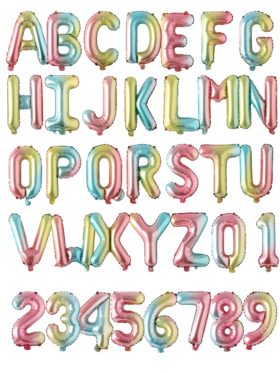 1 个 16 英寸金属金色、银色、蓝色、粉色、香槟色渐变字母和数字 PE 气球，适用于生日派对装饰、场景布置道具、派对装饰组件、圣诞节 - 彩色 - 查看 1