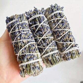 Natural Dried Lavender Aromatherapy Stick + White Sage To Purify The Air. Perfect Combination Of White Sage And Lavender, Hand-Bound Combination Gifts Birthday Graduation
