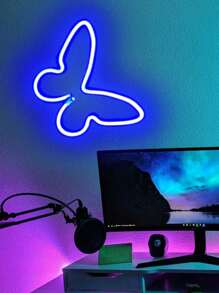 1 Stück Heim-Dekor LED Schmetterling Neon Licht, USB/Batterie Dual Stromversorgung mit 2 Haken, geeignet für Schlafzimmer Wanddekoration, Wohnzimmer Dekoration, Hintergrundwände Dekoration, Geburtstagsfeiern Dekoration, Abschlussfeiern Dekoration, Wachstums-Jahrestage Dekoration Schmetterling Neon Leuchtschild