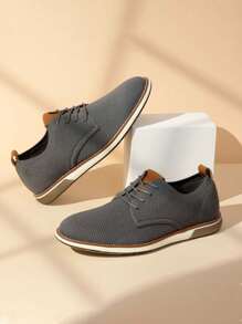 Men's Casual Dress Oxfords Shoes Business Formal Derby Sneakers - 灰色 - 查看 1