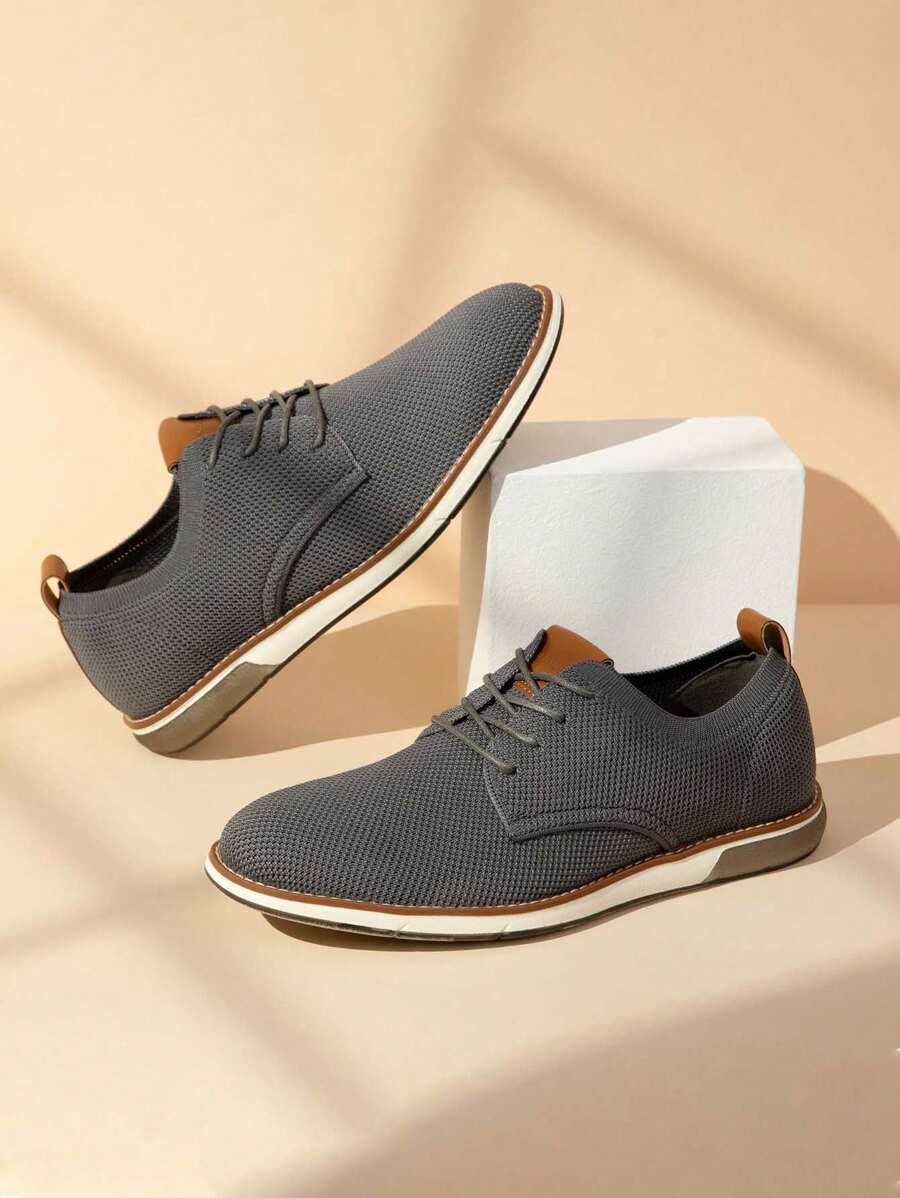 Men's Casual Dress Oxfords Shoes Business Formal Derby Sneakers - 灰色 - 查看 1