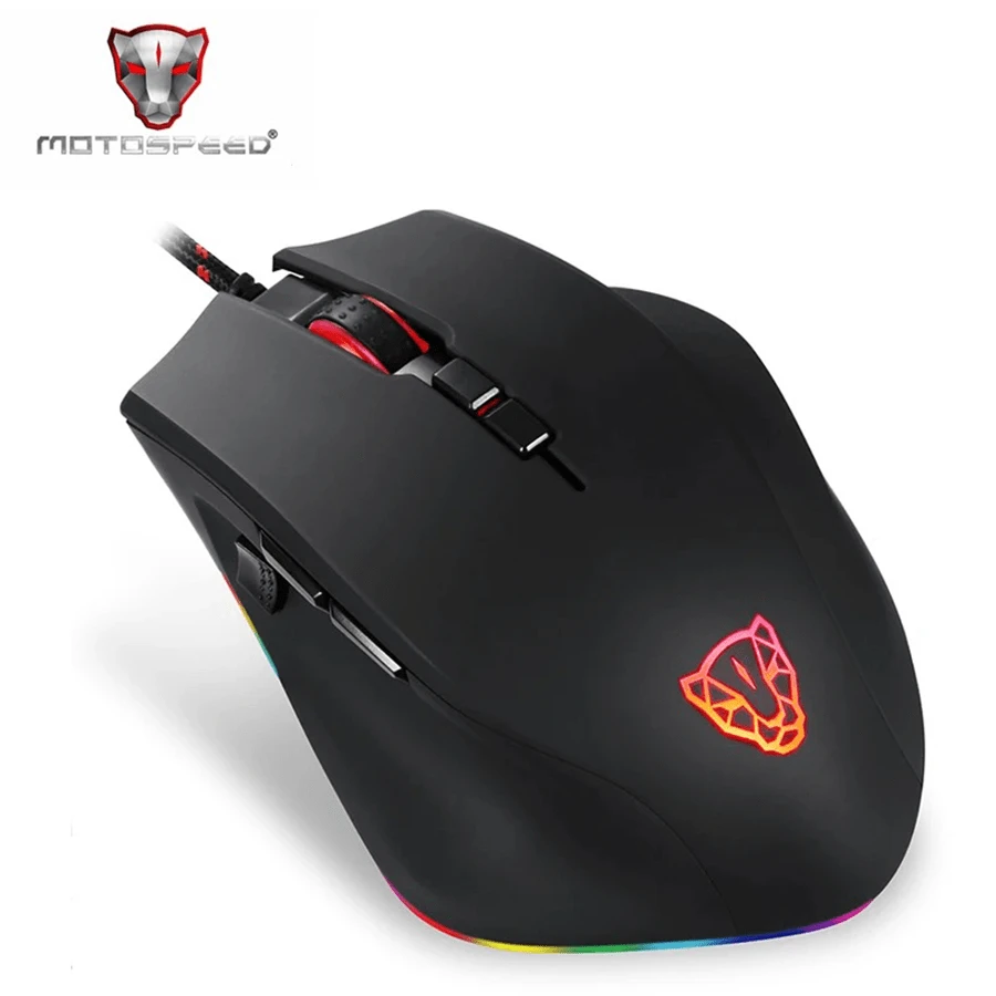 Motospeed V80 RGB專業級5000 DPI電腦有線光學游戲滑鼠，帶背光呼吸LED，適用於PC和筆記型電腦 - 黑色 - 查看 1