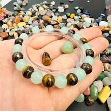 1 peça Pulseira Magnética para Dinheiro - Pulseira de Atração de Carreira e Riqueza, com Pedra Dongling Verde, Pedra Olho de Tigre Amarela e Contas Redondas de Cristal de 8mm