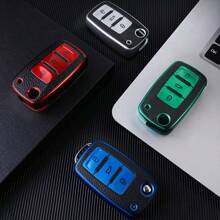 硅膠汽車鑰匙套，全包覆式保護外殼袋，適用於大眾Polo、Golf、Passat、Tiguan、Beetle、Caddy、Eos、Octavia、座椅 - 藍色 - 查看 7