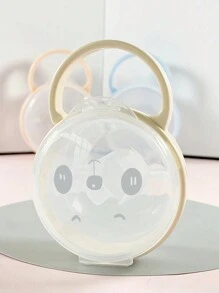 1pc Set Panda Pattern Cartoon Baby Transparent PP Dust-Proof Box/Pacifier Clip/Dust-Proof Box Pacifier Clip Set, Exquisite Portable Storage, Independent Placement Storage Box With Hanging Hook, Baby Hygiene. Note: Storage Box/Pacifier Clip/Set Need To Be Selected, Color Random, Pacifier Not Included - Apricot - View 4