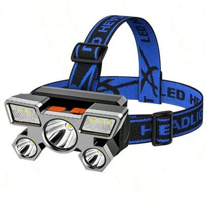 1pc LED Rechargeable High Brightness Long-Range Head Mounted Headlights, Super Bright Night Fishing And Mining Lights, Outdoor Camping And Fishing Lighting