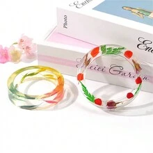 1pc DIY Resin Casting Mould For Flower Bangle Bracelet, Round Shape With Straight Tube, Made Of Silicone - White - View 4