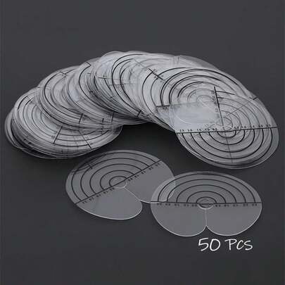 50pcs Hair Extension Isolation Pads, Circular Hair Extension Template Protector With Scale, Single Hole Adhesive Hair Care, Transparent Heat Insulation Pad Tool For Wig Extension