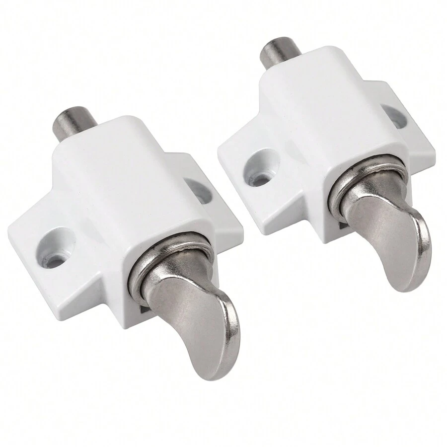 2 X Chìa khóa trắng Khóa cửa trượt ít hơn Bộ chốt cửa sổ Khóa bảo mật Khóa đa năng cho hầu hết các cửa có bản lề hoặc cửa trượt và phím Windows Thiết kế ít đẩy và xoay - trắng - Xem 1