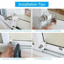 2 X Chìa khóa trắng Khóa cửa trượt ít hơn Bộ chốt cửa sổ Khóa bảo mật Khóa đa năng cho hầu hết các cửa có bản lề hoặc cửa trượt và phím Windows Thiết kế ít đẩy và xoay - trắng - Xem 6