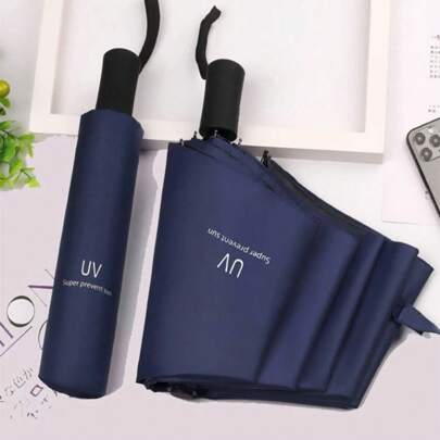 1 Pieza Pequeña Sombrilla Plegable Con Protección De Rayos Uv,Viajes al aire libre portátil con patrón de letra sol Paraguas