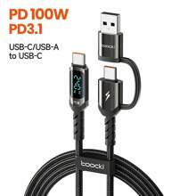 Toocki 100W C 型超快速充电数据线适用于 P40 P30，快速充电数据线适用于小米 13 12 Pro Oneplus Realme POCO Mate 40 30 快速充电 USB 线电池充电数据线 - 黑色 - 查看 6