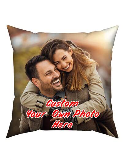 Customized Printed Pillowcase With Personalized Couple Photo Pattern, Anniversary Gift, Home Decor Cushion Cover, Custom Photo Gift For Family And Friends