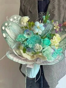 10pcs/5set Butterfly Shaped DIY Flower Wrapping Paper, Handmade Gift Wrapping Material, Creative Butterfly Wing Bouquet Packaging