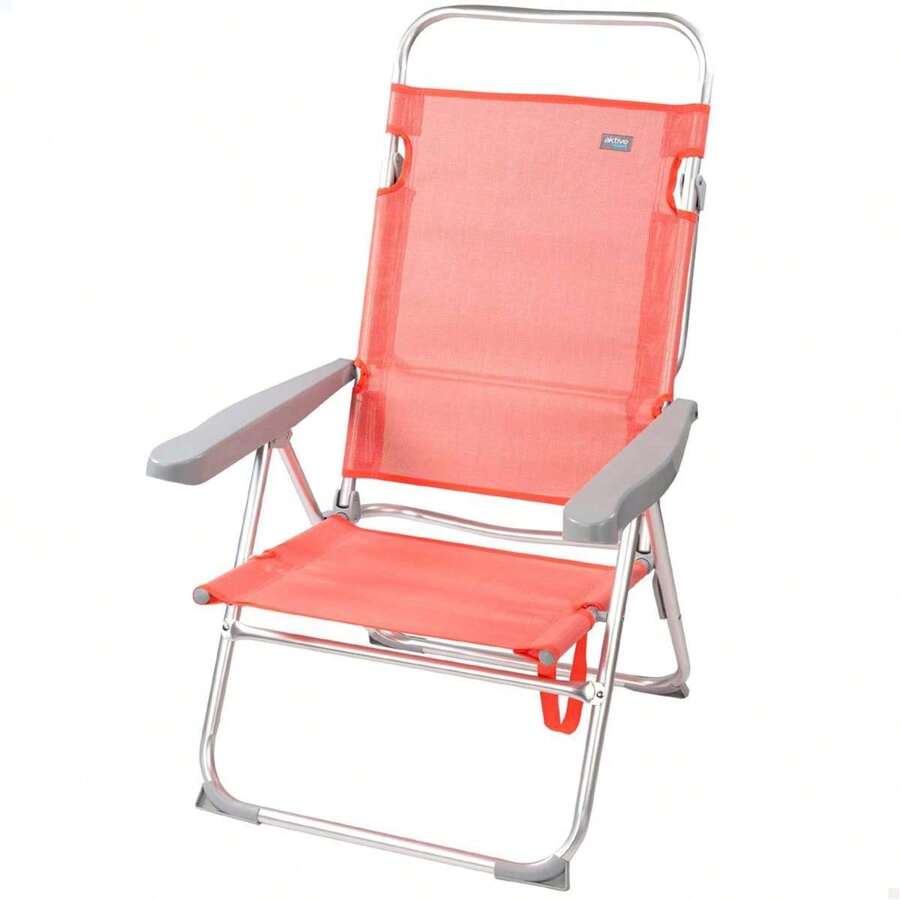 Silla playa plegable aluminio 5 posiciones Flamingo 48X57X99 cm con asa. ✅ Entrega 24/48h a España (península) - Mesas y Sillas de Playa - Camping - Muebles Para El Aire Libre - Color Baby - Ref. 62630 - Ver 1