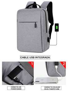 Mochila Formal Mochila Funcional Mochila Escolar Bolso para Laptop Mochila Sencilla Para Viajes y Trabajo mochila formal funcional versatil bolso mochila para laptop oficina viaje escuela compartimento acolchado para laptop bolsillo organizador material elegante discreto resistente correas ergonómicas ideal profesionistas estudiantes - Gris - Ver 2
