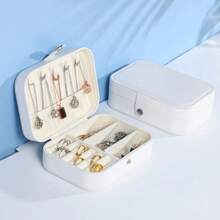 Portable Travel Jewelry Box In  Leather - 白色 - 查看 2