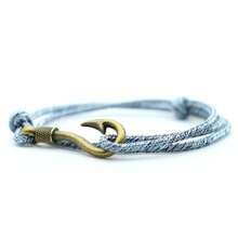 Vintage Fish Hook Man Bracelets Accessories Male Double Layer Lucky Bracelet Braided Bracelet Adjustable Gift For Him ﻿ ﻿