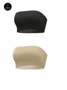 2PCS Women Strapless Bra Seamless Invisible Bras Tube Tops No Pad Beauty Back Breathable Wireless Wedding Brassiere Push Up Bras Sexy Female Lingerie Underwear