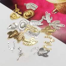 30PCS Western Cowboy Charms Pendants Hat Cactus Cowboy Boot Charms Antique Gold Silver Mixed For Bracelet Earrings Necklace Jewelry Making