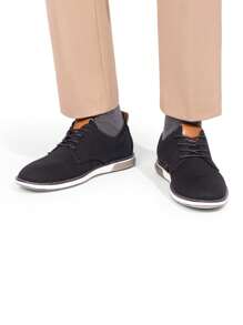 Men's Casual Dress Oxfords Shoes Business Formal Derby Sneakers Valentines - 黑色 - 查看 2