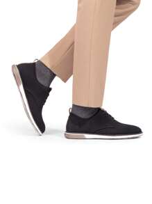 Men's Casual Dress Oxfords Shoes Business Formal Derby Sneakers Valentines - 黑色 - 查看 4