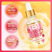KOEC Aceite corporal Body Juice Oil con aroma a pastel de fresa, aceite de masaje de aceites esenciales para hidratar la piel, humectante diario para el cuidado de la piel para mujeres y hombres, suavidad nutritiva, fragancia de rosquilla corporal, gotero de 2 oz / 59 ml.