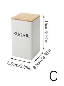 1pc Creative Bamboo Lid Iron Art White Tea Canister For Snack/Coffee/Candy Storage & Display, Simple Design