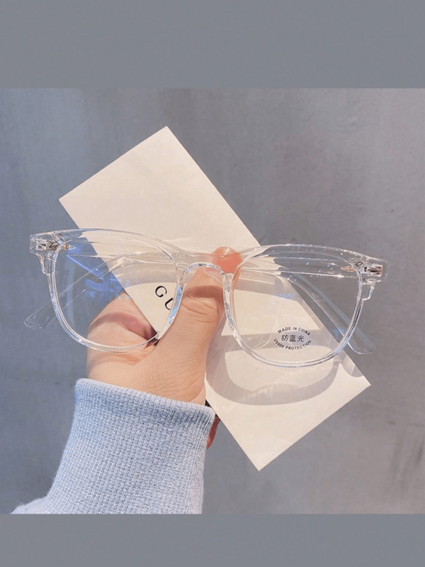 1pc Transparent Computer Glasses Frame, Unisex Round Optical Glasses
