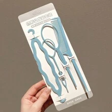 4pcs/Set Kids Morandi Color Hair Braiding Tools Set, Including Styling Board, Comb, Hook And Hair Bun Maker