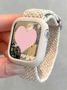 1 peça Pulseira de Apple Watch Tecida com Estampa Floral Miúda + 1 peça Capa de Silicone Adequada para Novo Apple Watch S10, Compatível com Apple Watch 9, 8, 7, 6, 5, 4, SE