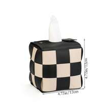 1pc Nordic Style Black And White Checkerboard Tissue Box Holder For Home, Living Room, Dining Room - Multicolor - View 8