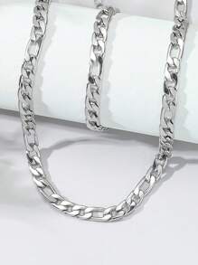2pcs/Set Stainless Steel Figaro Chain Necklace & Bracelet Jewelry Set, Stylish Hip Hop Design For Men