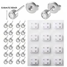 12 Pairs/Set Minimalist Dual-Tone Gold & Silver Iron Ear Piercing Studs With Plastic Clutch, Unisex, Suitable For Daily Wear
