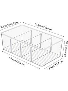 Plastic Pantry Organizers And Storage Bins With Removable Dividers – Perfect Kitchen Organization Or Pantry Storage – Refrigerator Organizer Bins, Cabinet Organizers (1 Pack) - Clear - View 10