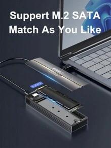 EAGET M.2 PCIE SSD 硬盘盒 NVME 双协议 M.2 转 USB Type C 3.1 SSD 适配器适用于 NVME PCIE NGFF SATA SSD 磁盘盒 M.2 外置 SSD 盒（内部不包括 SSD） - 黑色 - 查看 5