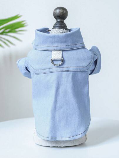 PETCIRCLE 1 peça de roupa para animais de estimação, design de camisa com efeito jeans fofo para cães e gatos pequenos, adequada para Teddy, Lulu da Pomerânia, Chihuahua